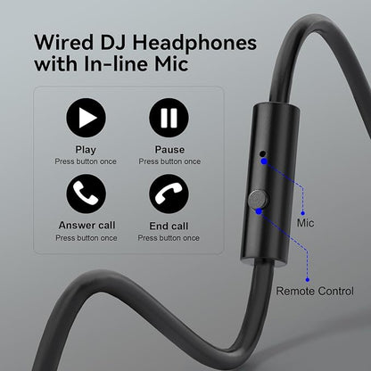 OneOdio Wired Over Ear Headphones Hi-Res Studio Monitor & Mixing DJ Stereo Headsets with 50mm Drivers and 1/4 to 3.5mm Jack for AMP Computer Recording Podcast Keyboard Guitar Laptop - Black