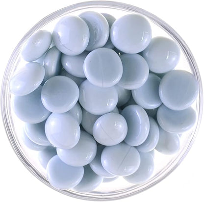 KINGOU Flat Glass Gems/Marbles/Stones/Beads for Vase Filler, Table Scatter, Games - 1 Lbs (17-19mm, Approx. 3/4")-White
