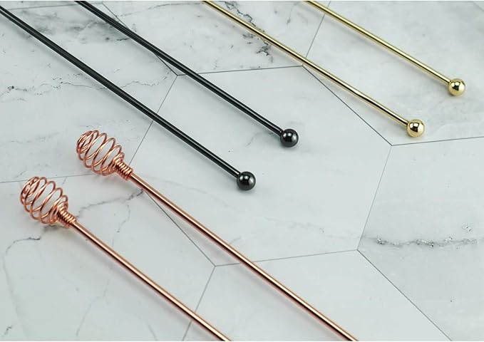 Specialty Spoons,BURLIHOME Stainless Steel Swizzle Sticks Mixing Spoon Spherical Stir Sticks For Coffee/Beverage/Cocktail/Hot Drink,Home Kitchen Party Supplies-4 Pieces.