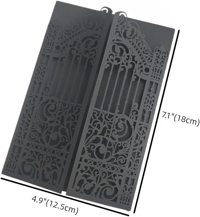Black Gate Invitation Castle Laser Cut Card For Wedding Engagement Mermaid Birthday Party 25 Sets (black, 4.9"x7.1")