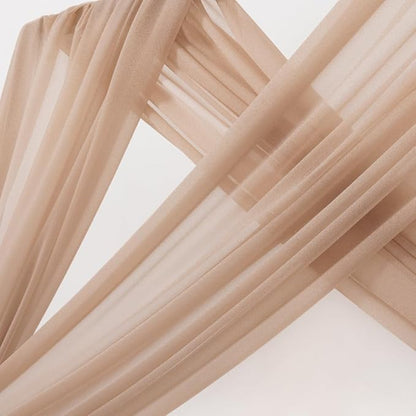 MLMC Nude Wedding Arch Draping Fabric 1 Panel 29" x 20 FT Extra Long Gauze Drapes Sheer Backdrop Curtains 6.6 Yards Outdoor Drapery Panels for Wedding Anniversary Ceiling Decoration