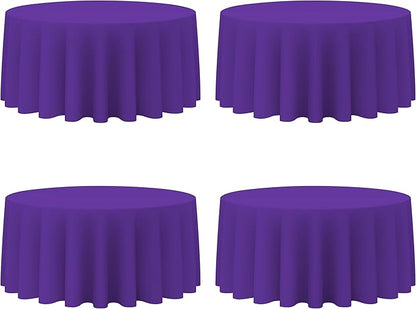 BRILLMAX 4 Pack Purple Round Tablecloths 132 Inch - Circle Bulk Linen Polyester Fabric Washable Table Cloth Cover for Wedding Reception Banquet Birthday Party Buffet Restaurant