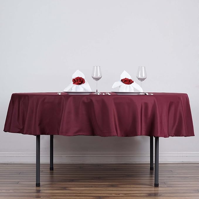 Efavormart Round Tablecloth, 70 Inch Stain & Wrinkle Resistant Washable Table Cloth, Decorative Polyester Fabric Table Cover for Banquet, Wedding, Dining- Burgundy