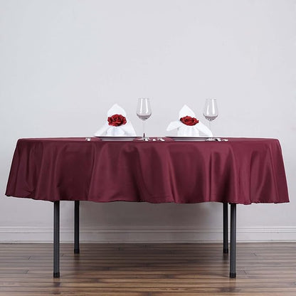 Efavormart Round Tablecloth, 70 Inch Stain & Wrinkle Resistant Washable Table Cloth, Decorative Polyester Fabric Table Cover for Banquet, Wedding, Dining- Burgundy
