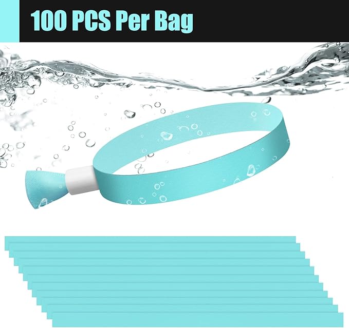 100 Pcs Cloth Event Wristbands, Event Wristbands, Colored Wrist Bands for Events, for Lightweight Concert Wrist Strap for Activities, Party Bracelets for Events (Color : Water Green)