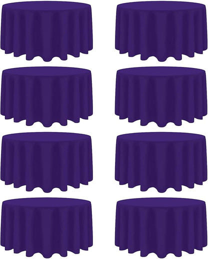 8 Pack Purple Round Tablecloth 90 Inch Stain and Wrinkle Resistant Round Purple Table Cloth Reusable and Washable Polyester Fabric Table Covers for Buffet Wedding Party and Banquet