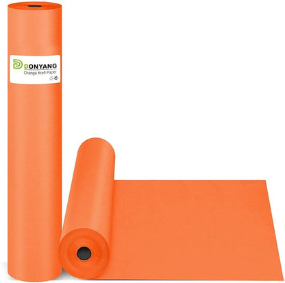 Orange Halloween Wrapping Paper 15"x450", Solid Color Orange Red Construction Bulletin Board Art Poster Decorative Craft Paper Roll, Christmas Birthday Wedding Anniversary DIY Bouquet Flower Gift Wrap