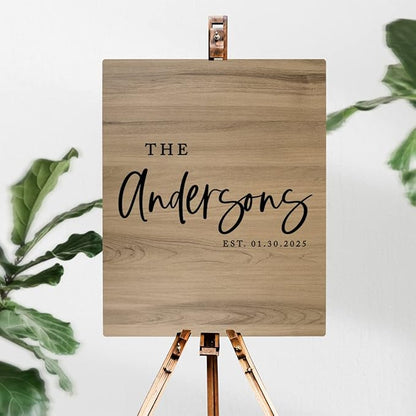Andaz Press Large Wooden Welcome Sign for Wedding Rustic Welcome Sign 16" x 20" Custom Last Name & EST. Date Fall Wedding Signage English Oak MDF Wood Finish Wedding Reception Indoor Outdoor Signs