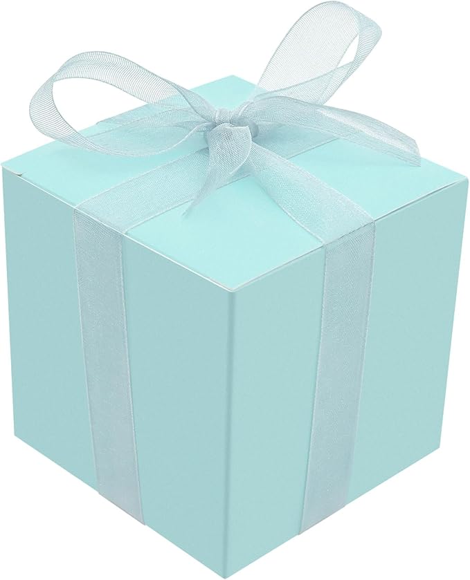 Oletx 25 Pcs Blue Paper Gift Boxes, Small Candy Boxes Bulk, 3x3x3 inch Gift Box with Lids, Goodie Treat Boxes for Party Favors, Birthday Gifts, Wedding Gifts