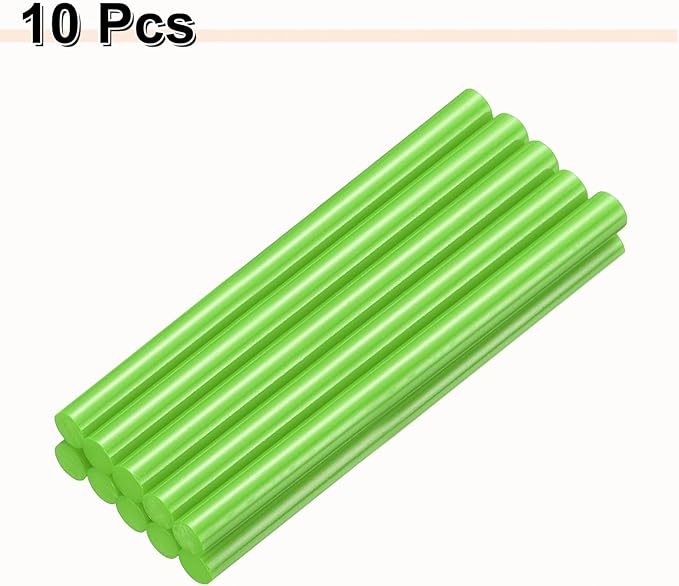 HARFINGTON 10pcs Hot Glue Sticks 0.43" Dia x 5.91" Long EVA Mini Hot Melt Adhesive Glue Stick for Hot Melt Gun Wood Plastic Glass Flowers Fabrics Foam, Light Green