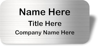 Awards4U Custom Name Tag - Personalized Metal Name Badge with Magnet Backing - Silver, 3"x1.5" - No Logo
