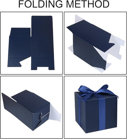 COTOPHER Small Gift Boxes 25 Pack 6x6x6 inches Blue Gift Boxes with Lids for Gifts, Crafting, Wedding Party Favor, Cupcake Boxes, Candy, Bridesmaids Proposal Box with Ribbons and Stickers