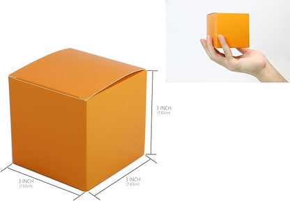 Oletx 25 Pcs Orange Paper Gift Boxes, Halloween treat boxes, Small Candy Boxes Bulk, 3x3x3 inch Gift Box with Lids, Goodie Treat Boxes for Party Favors, Birthday Gifts, Wedding Gifts