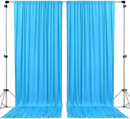 AK TRADING CO. 10 feet x 10 feet Polyester Backdrop Drapes Curtains Panels with Rod Pockets - Wedding Ceremony Party Home Window Decorations - Turquoise (Pack of 24)
