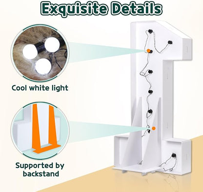 Marquee Numbers 3 Feet Tall Big Light Up Numbers 60th Birthday Decorations Women Men White Anniversary Party Decor Large Cardboard Prop Backdrop Sign 60