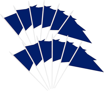 12 Pack Dark Blue Pennant Flags Small Mini Hand Held Solid Color Pennant On Sticks Flags with 12.6"Solid Pole & Spear Top,Party Events Celebration,School,Grand Opening,Kids Birthday,Sports Clubs,Flower Pot