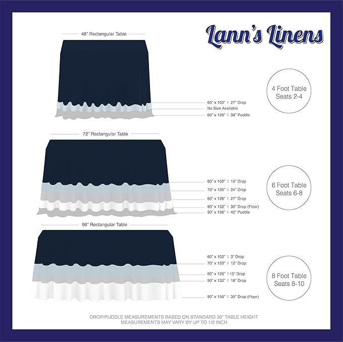 Lann's Linens - 10 Premium 60" x 126" Tablecloths for Wedding/Banquet/Restaurant - Rectangular Polyester Fabric Table Cloths - Navy Blue