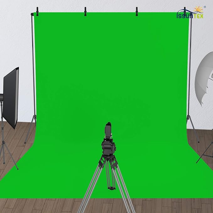 ISSUNTEX 5X7 ft Background Muslin Backdrop, Photo Studio, Collapsible High Density Screen for Video Photography and Television-Green