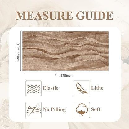 Asee'm Cheesecloth Table Runner 120 Inches Long Nude Boho Gauze Cheese Cloth Runner 10FT Rustic Sheer Fall Table Runners for Thanksgiving Christmas Wedding Party Baby Shower Decoration