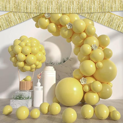 6 Pack 10 Feet Light Gold Foil Fringe Garland Metallic Tinsel Streamers Banner Wall Hanging Curtain Backdrop for Parade Floats, Birthday, Graduate, Mother's Day, Wedding Party Decoration