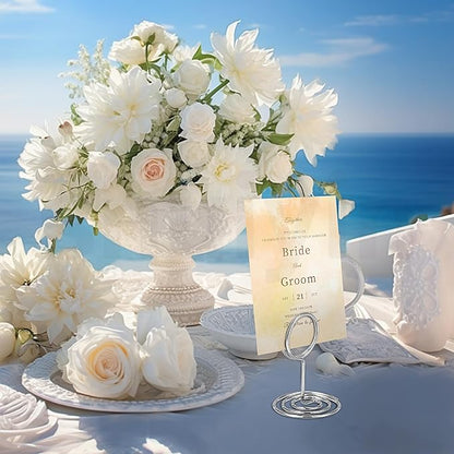 30PCS Table Number Holders Place Card Holder - Photo Holders for Tables, Cards Stand Name Menu Clips, Table Sign Holders for Wedding Anniversary Birthday Party, Silver