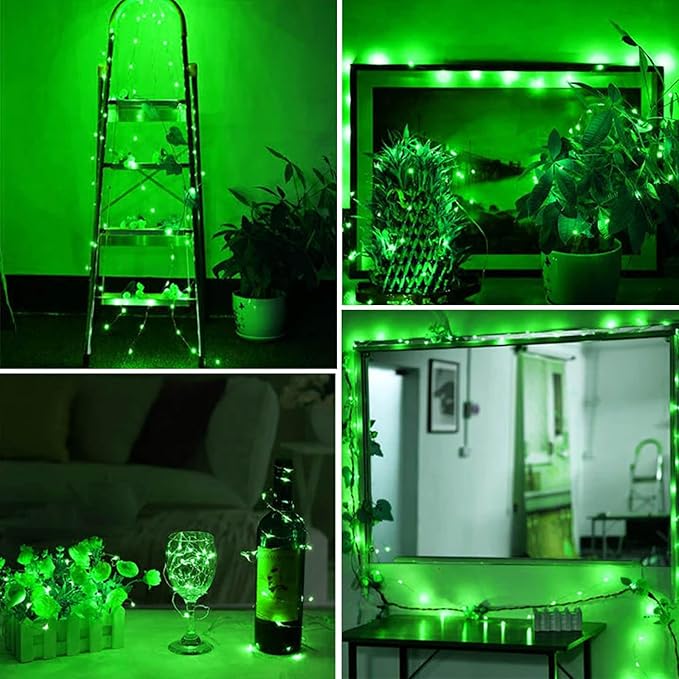 3 Pack Fairy Lights Battery Operated with Remote Control Timer, 26 FT 80 LED String Lights Outdoor Indoor, 8 Mode Twinkle Lights for Party Wedding Birthday Bedroom St Patricks Day Decorations(Green)