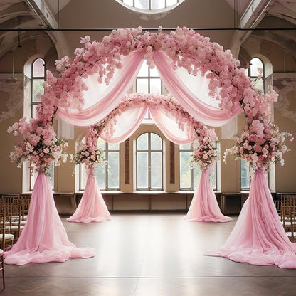 Wokceer Wedding Arch Draping 2 Panels 28.7" x 20FT Blush Pink Sheer Fabric Backdrop for Ceremony, Birthday Party, Bridal Shower Decoration