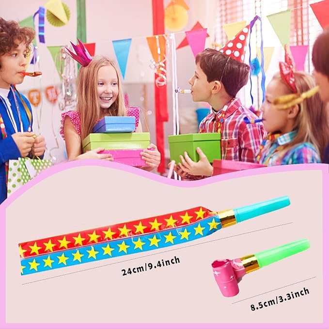 50 PCS Blowouts Noisemakers Funny Party Blower Blowouts Colorful Birthday Blow Horns Whistles New Years Party Noisemakers Party Blowouts Whistles Favors Noise Makers