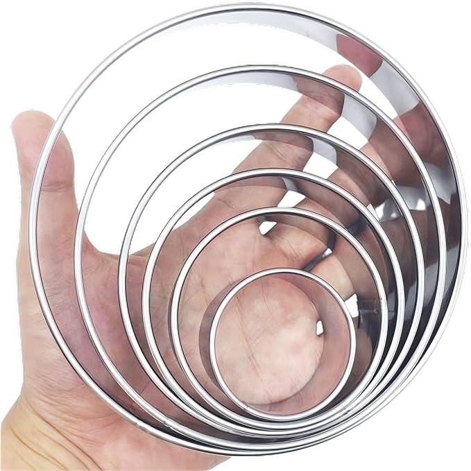 DOCZEN 6 PCS Round Cookie Cutter Set (2, 3, 3.5, 4, 5, 6 Inch) - Biscuit Cutters For Baking - Large Circle Cookie Cutters Variety Pack, Metal Stainless Steel, 6 Pack