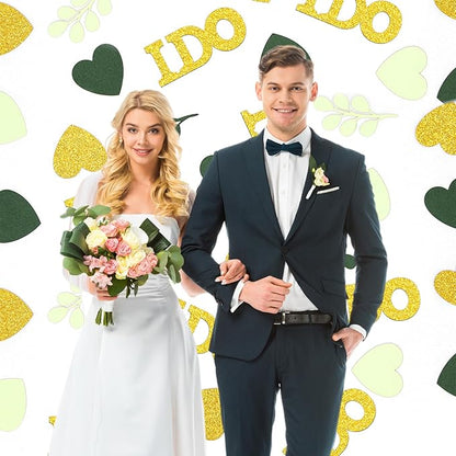 200PC Sage Green Wedding Confetti Wedding Shower Decorations Heart I do Engagement Table Confetti Bridal Shower Bachelorette Party Decorations