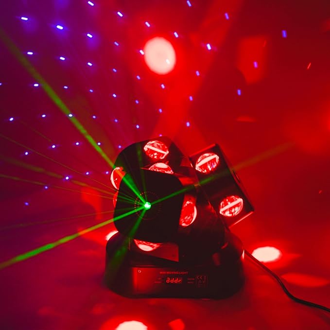Moving Head DJ Light DMX 512 Strobe Lighting LED with Sound Activated Party RGBW Beam Lights Stage Lighting for Events DJ KTV Disco Wedding Concert Festival (12LED Stage Light w/Special Lights)