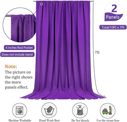 10 x 7 Feet Purple Backdrop Curtain for Partie, Background Curtains for Photoshoot, Birthday, Wedding, Halloween, Thanksgiving, Christmas, New Year Party Decorations 5Ft x 7Ft, 2 Panels