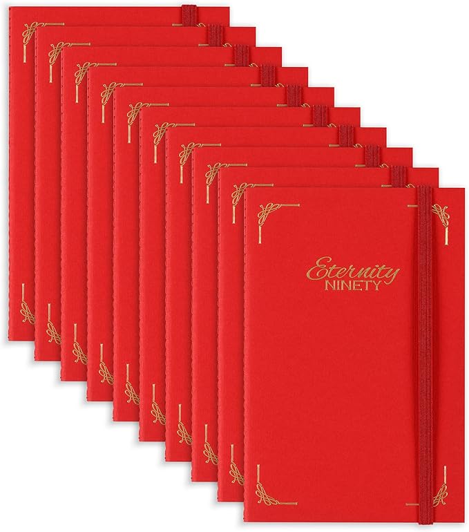 New York Central Eternity Ninety Flat Book- 4x6" Sketch Watercolor Journal, Pack of 10- Red Soft Paperback- Watercolor Sketchbook w/Elastic Band,100 Total Sheets 100% Cotton, 90 lb Cold-Pressed