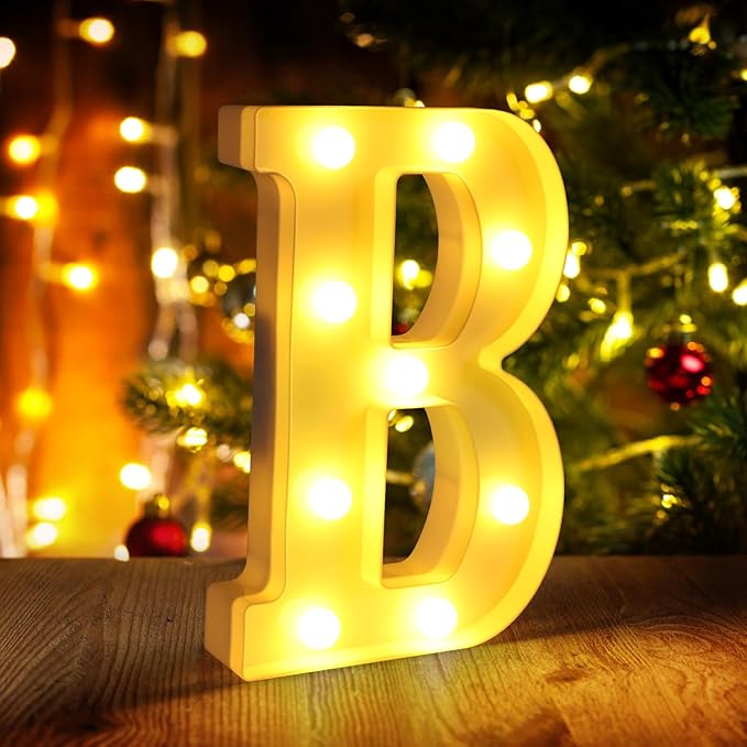 Light Up Letters B,LED Sign Marquee Letters 26 Alphabet for Party Birthday Name,Wedding,Christmas Decorations,Personalized Name Sign Letter for Centerpieces Table and Wall Décor