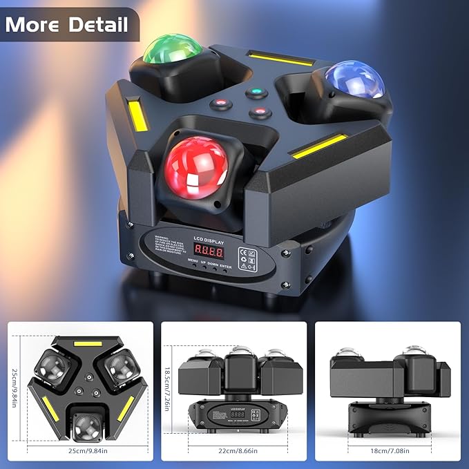 Moving Head DJ Lights, 150W RGBW LED Laser Stage Light,XY Dual-Axis Rotating,Strobe & Star Effect,Linear Dimming, DMX Sound Activated,Laser Party Lights for Live Show,Wedding,KTV Club,Bar