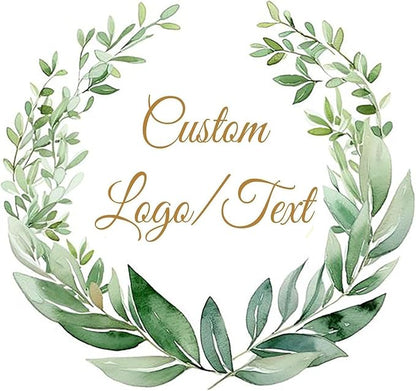 Custom Stickers for Weddings, Birthdays & Businesses - Personalized Labels with Your Logo - Waterproof, Fade and Heat Resistant - Pack of 100-1000 (Wreath D, 2.5 Inch)
