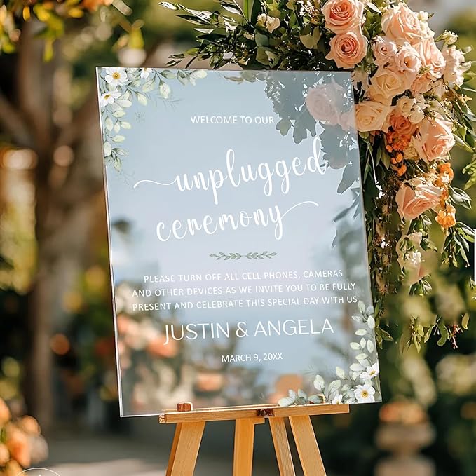 Unplugged Ceremony Yard Sign – Personalized Wedding Welcome Sign – No Phones or Cameras – Outdoor Ready