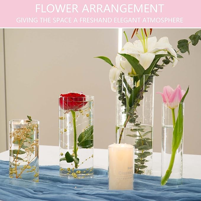 60pcs New & Improved Glass Vase Cylinder Vases for Centerpieces Small Flower Glass Clear Vases Home Decor Centerpiece Table Flower Vase Decorations for Wedding Decoration＆Holiday Mixed Sizes Tall
