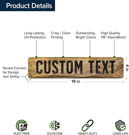 Custom Sign, Custom Street Sign, 11 Font Colors, 13 Font Styles, 4 Hole Options, 22 Sizes, 4x18 Inches, Rust Free DiBound, Fade Resistant, Made in USA by My Sign Center (Stone)