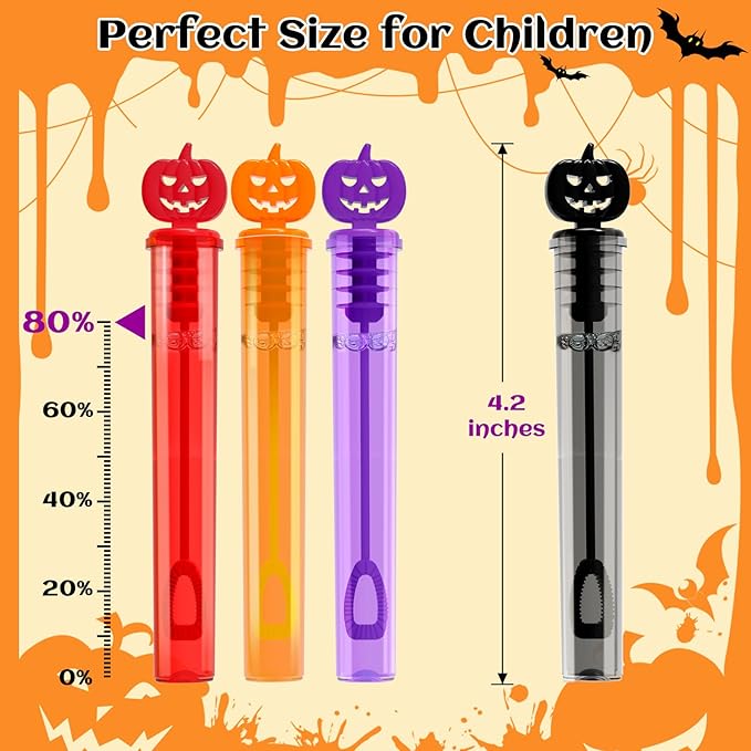 Shemira 80PCS Halloween Bubble Wands, Mini Bubbles Party Favors for Kids, Halloween Party Favors, Goodie Bag Stuffers, Classroom Prizes Gifts for Kids, Halloween Trick or Treat Toys Bulk