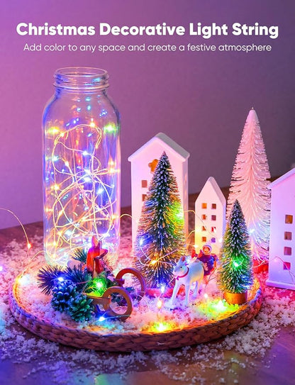 Minetom 12 Pack Fairy Lights Battery Operated String Lights, 8 Modes & Timer, 7ft 20LED Multicolor Waterproof Silver Wire Twinkle Lights, Firefly Starry Moon Lights for Mason DIY Christmas Wedding