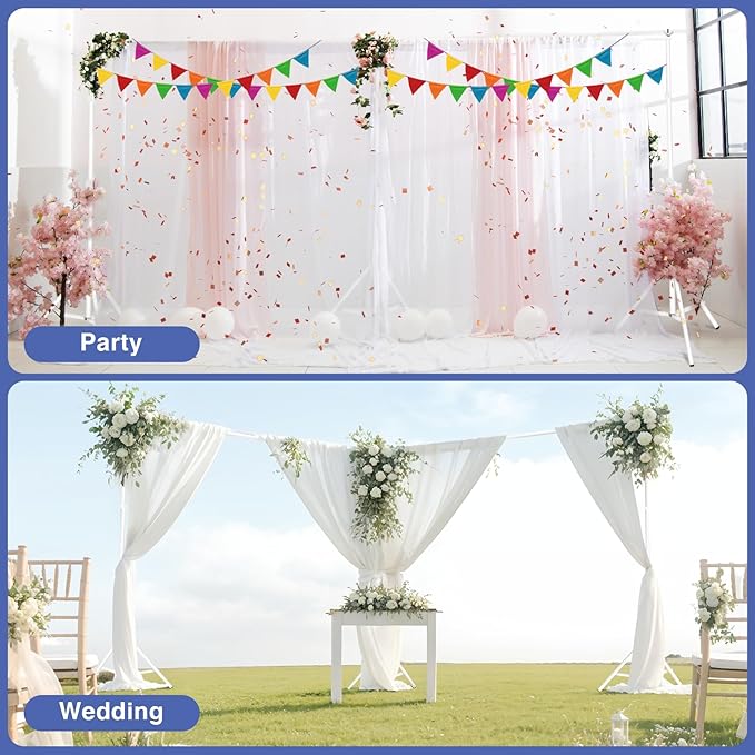 EMART Backdrop Stand, 20x7ft(WxH) Large Adjustable Background Support System with 308° Angle Rotatable Connector, 8 Clamps, 3 Sandbags and Carry Bag for Paties, Wedding, Photography Studio -White