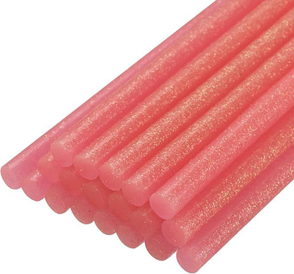 uxcell 20pcs Hot Glue Sticks for Glue Gun 7mm/0.27-inch x 4-inch Mini Hot Melt Adhesive Glue Stick Glitter Light Red