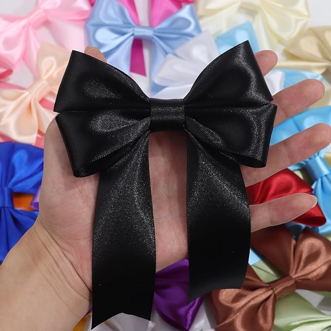 Black Solid Satin Ribbon 1-1/2 Inch 25 Yards Solid Polyester Fabric Ribbon for Gift Wrapping Wedding Christmas Baby Shower Birthday Party Decoration Handmade Immortal Flower Craft