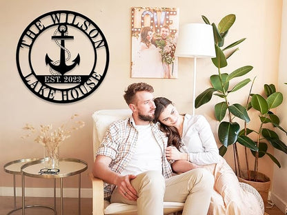 Personalized Lake House Decor, Custom Nautical Wall Decor, Nautical Decor for Home, Outdoor Metal Lake House Signs