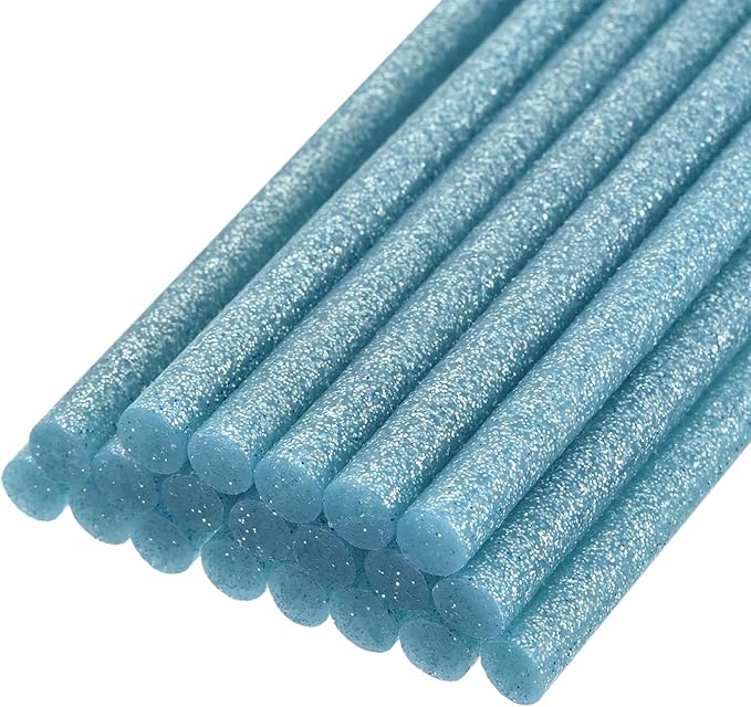 uxcell 20pcs Hot Glue Sticks for Glue Gun 7mm/0.27-inch x 4-inch Mini Hot Melt Adhesive Glue Stick Glitter Sky Blue