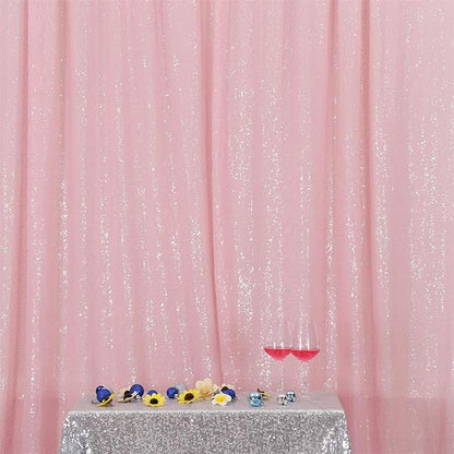 Eternal Beauty Pink Sequin Backdrop, 7x7 Ft Glitter Background Curtains for Shimmer Photography Party Wedding Birthday Back Drop Decor