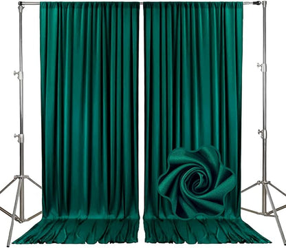 10ft x 10ft Lake Green Backdrop Curtains for Parties, Fabric Satin Background Curtain with Rod Pockets for Weddings, Birthday, Baby Shower, Photography, Graduation Party Backdrop Drapes, 2 Panels