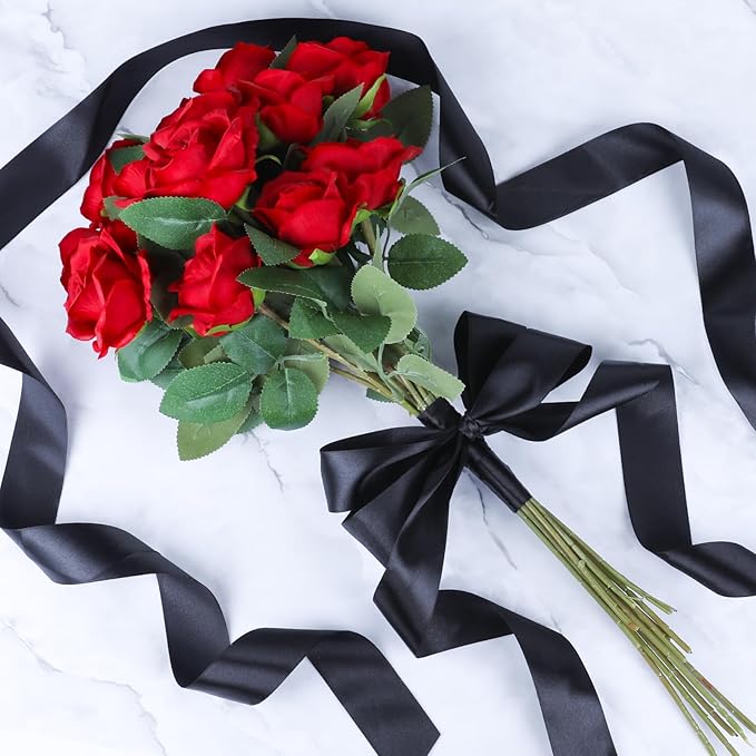NESCCI 100 Yards Ribbon,1-1/2 Inch Black Satin Ribbon,Single Face Satin Ribbons,Perfect for Gift Wrapping,Wedding Decoration,Handmade Bows,Wrapping Bouquet,Halloween, Christmas