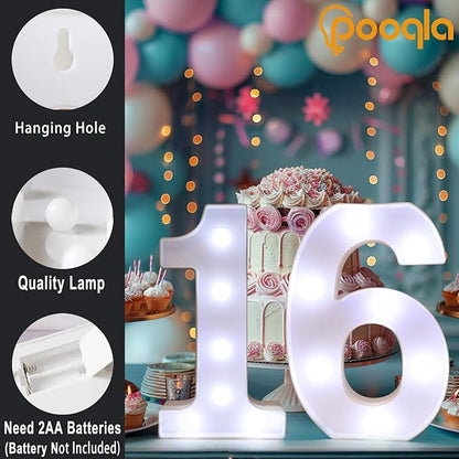 Pooqla 30th Birthday Decoration for Her Him, Decorative LED Light Up Numbers, Marquee Numbers 30 Sign for Party Backdrop 30th Wedding Anniversary Decor, Warm White and Cool White Number 30